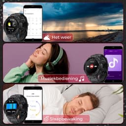 Fance Smartwatch - Zwart - Smartwatch Heren & Dames - HD Touchscreen - Horloge - Stappenteller - Bloeddrukmeter - Saturatiemeter - 45mm — thumbnail 5