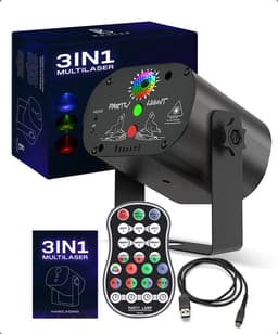 Boscer Disco Laser | 3 in 1 Multilaser | Stroboscoop & Parscoop effect | LED Disco | Party discolaser | Geluid gestuurd | Discolamp | Lichteffect — thumbnail 1