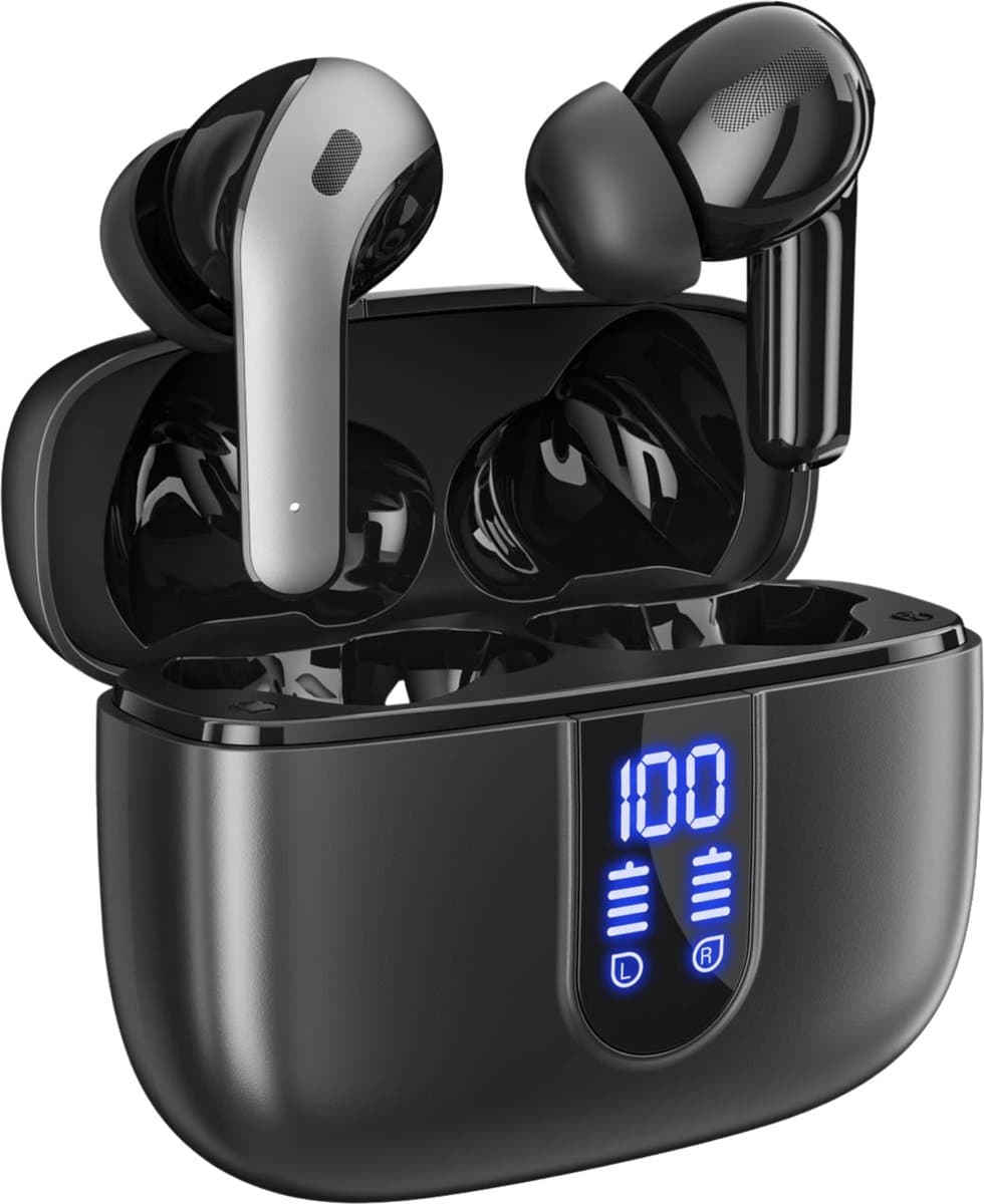 PrimeSound P-10 Draadloze Oordopjes - Bluetooth 5.3 - 30 Uur Afspeeltijd - IPX5 Waterdicht - Touch Bediening - Zwart — afbeelding 1