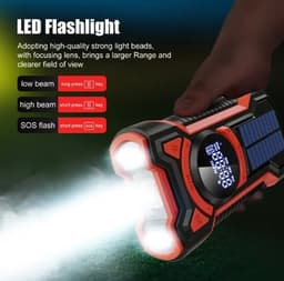 Dutchers® Onverwoestbare Noodradio 5000 mAh - Schok- en valbestendig - Solar Opwindbaar - Opwindbare Radio - Survival - Dynmo en Zonnepaneel - Powerbank - Dynamo Radio - Zaklamp - Noodpakket - Telefoon opladen — thumbnail 5