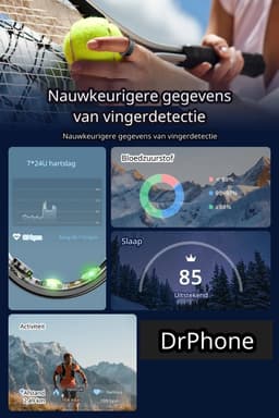 DrPhone RingSense V3 – Smart Ring - Europese ringmaat 59 - 5ATM Waterdicht – Slaapmonitor – Hartslagmeter - SpO2 + Case - Zilver — thumbnail 3