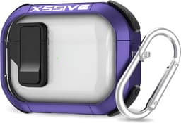 Schokbestendig Hoesje - Geschikt voor Apple AirPods 4 - Hardcase Met Sleutelhanger - Transparant & Paars — thumbnail 1