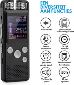 DrPhone MIC2 Digitale Voice Recorder- 16GB – Spraakgestuurd – Audio Opname – Externe Microfoon & Line-in Opname – MP3 /WAV - Zwart — thumbnail 5