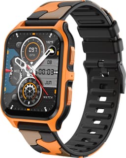 Knobbout 1.83" Scherm Outdoor Smartwatch – Sporthorloge - Bluetooth belfunctie - Sportgegevens, calorieën, bloeddruk monitoring– Slaapcoaching -7-10 dagen batterij-Android en iOS- Oranje — thumbnail 1