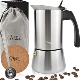Milu Percolator voor Inductie | 2, 4, 6, 9 Koffiekopjes | RVS Espresso Maker met Onderzetter, Lepel en Borstel | 450ml / 9 Kopjes Moka Pot — thumbnail 1