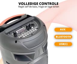 Bluetooth speaker - Party Speaker - Draadloze muziek Box - Speakers - Discolichten - 1200 watt - LED verlichting - Bluetooth - Karaoke - FM radio — thumbnail 4