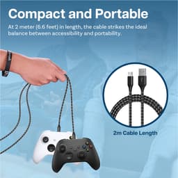 Micro-USB Kabel voor Xbox 2m Nylon Gevlochten USB-A naar Micro-B [2 Pack] van MMOBIEL – Micro USB Oplaadkabel voor Xbox Controllers 18W 480Mbps – Micro Oplaadkabel - Gaming Accessoires – Wit / Zwart — thumbnail 2