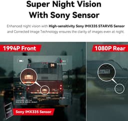 Dash Cam Dual GPS – 1944P HD – WiFi – Voor & Achter – 24H Parkeerbeveiliging – D²save Opslag – Zonder Geheugenkaart — thumbnail 4