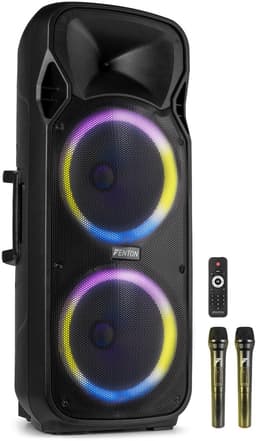 Speaker Bluetooth - Fenton FT212LED MK2 karaoke box met LED’s, accu en microfoons - Voor huisfeestjes — thumbnail 1