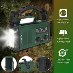 Nexvex® Pulse 1X Noodradio Powerbank 10000mAh - Solar Powerbank Zonneenergie - Noodpakket - Survival Kit Kamperen - Militaire Zaklamp LED Oplaadbaar - Draagbare Radio Wandelen - Leeslamp - Nood Kompas - Opwindbaar - Zonnepaneel - Noodrantsoen - Groen — thumbnail 4