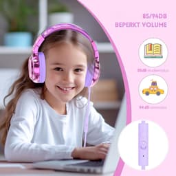 StayPowered Kinderkoptelefoon - Veilig & Comfortabel Luisteren - Volumebegrenzing 85/94 dB - Verstelbaar & Opvouwbaar - Zachte Over-Ear Kussens - Ingebouwde Microfoon - 3.5 mm Aansluiting - Lichtviolet - Levering Sneller dan Aangegeven! — thumbnail 2
