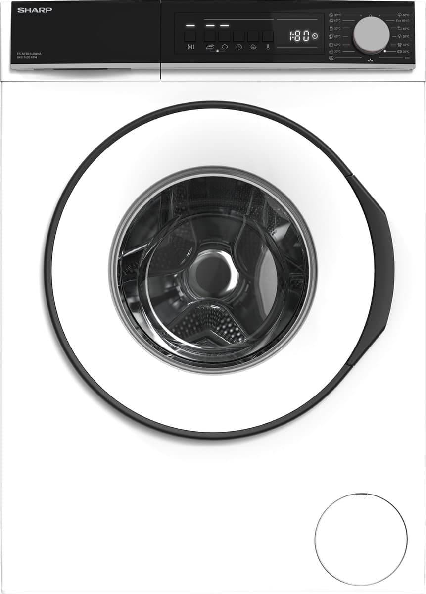Sharp was machine New Line ESNFB814BWNA – energie label A – 8kg – 1400rpm – Aquastop – Steamwash – wit — afbeelding 1