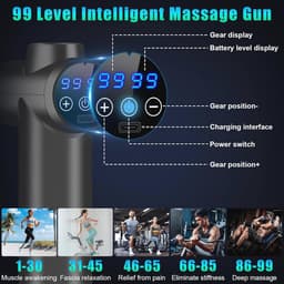 Mini Massagegeweer Met 99 Snelheden En 8 Massagekoppen - Draagbaar En Stil Voor Effectieve Spierontspanning — thumbnail 2