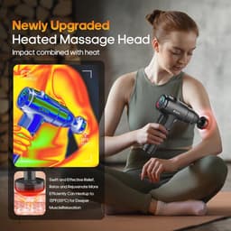 Massagepistool met warmte voor diepteweefselmassage en pijnverlichting - Draagbaar, stil en effectief — thumbnail 2