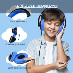 StayPowered Kinderkoptelefoon - Perfect Geluid & Ultiem Comfort - Verstelbaar - HD Microfoon - Kraakhelder Stereo - Zachte Oorkussens - Duurzame Kabel - 3.5mm Jack - Blauw/Zwart - Levering Sneller dan Aangegeven! — thumbnail 5