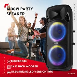 Speaker Bluetooth - Fenton FT212LED MK2 karaoke box met LED’s, accu en microfoons - Voor huisfeestjes — thumbnail 2