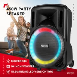 Speaker Bluetooth - Fenton FT10LED MK2 karaoke box met LED’s, accu en microfoon - Voor huisfeestjes — thumbnail 2