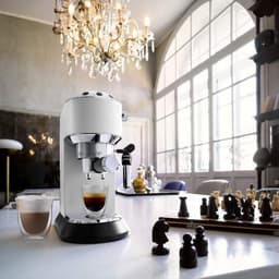 Thuys – Luxe Espressomachine – Koffiezetapparaat – Gemalen Koffie – Italiaanse Stijl – RVS – Klassiek Design – Wit — thumbnail 5