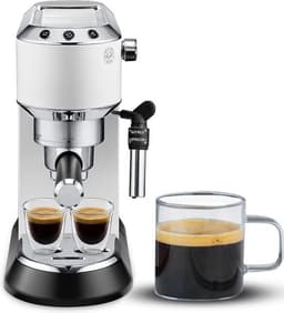 Thuys – Luxe Espressomachine – Koffiezetapparaat – Gemalen Koffie – Italiaanse Stijl – RVS – Klassiek Design – Wit — thumbnail 1