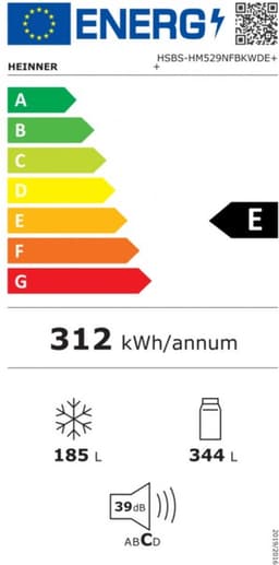 Heinner HSBS-HM529NFBKWDE++ Amerikaanse Side-by-Side Koelkast met Waterdispenser – 529 L – Full No Frost – LED Touch Display – Eco Functie – Zwart – 5 Jaar Garantie — thumbnail 2