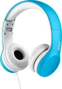 WiseQ Junior Kinderkoptelefoon met Draad – Koptelefoon Jongens – Koptelefoon Kind voor Tablet en School – Hoofdtelefoon met Kabel – 85 dB Volumebegrenzer – Opvouwbaar – Met Stickers – Blauw — thumbnail 1