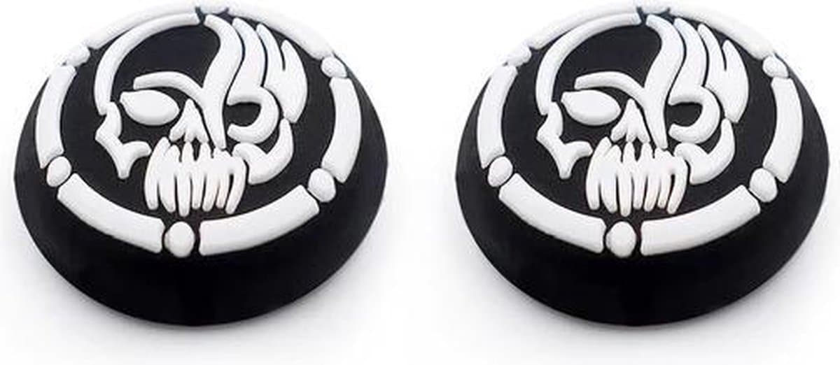 PS5 Thump grips| Thumb Sticks | Controller Caps - set 2 x zwart wit SKULL — afbeelding 1