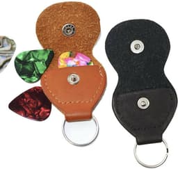 Plectrum Sleutelhanger - Inclusief 3 Plectrums - Zwart - Vintage Leren Look — thumbnail 2