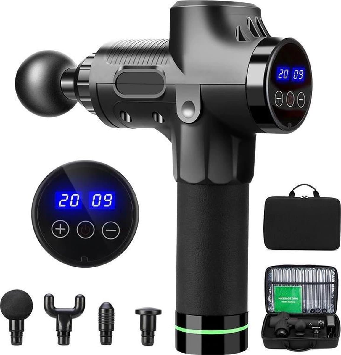 DrPhone MG3 PRO+ Massage Gun – Professioneel Massage Pistool met 6 Opzetstukken – 30 Snelheden – LCD Scherm – Spierontspanning & Herstel – Inclusief Draagtas – Voor Fitness & Sport — afbeelding 1