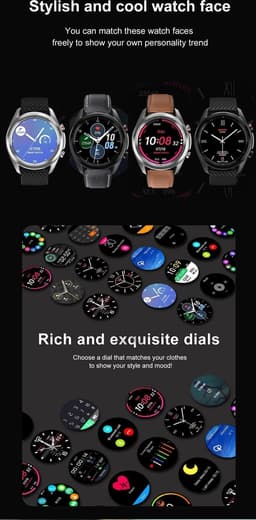 DrPhone ModelX3 - Smartwatch voor Mannen - 1.28inch IP67 Waterdicht - ECG Bluetooth Bellen - Mail / IOS / Android - Zwart — thumbnail 5