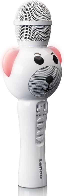 Lenco BMC-060WH - Karaoke microfoon met Bluetooth, Micro-SD kaart en AUX-uitgang - Ingebouwde Stemvervormer en LED Verlichting - Wit — thumbnail 3