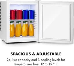 Klarstein Mini-Koelkast minikoelkast met glazen deur, minikoelkast voor drankjes, snacks en cosmetica, kleine en stille koelkast, verstelbare planken, kleine huidverzorgingskoelkast 12-18 °C, 23 liter - Compact - Mini Fridge — thumbnail 4