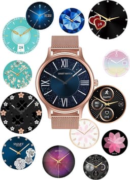 Belesy® GRACEFUL - Smartwatch Dames - Horloge - 1.09 inch - Kleurenscherm - Stappenteller - Bloeddruk - Hartslag - Maak je eigen wijzerplaat – 100+ Wijzerplaten - Staal – Goud - Moederdag — thumbnail 5