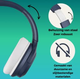 WiseQ ANC Koptelefoon Kinderen – Actieve Noise Cancelling – Draadloze Koptelefoon Kind – 35u Bluetooth – Hufterproof – Over Ear - Geluidsdempende koptelefoon met Microfoon - Blauw — thumbnail 3