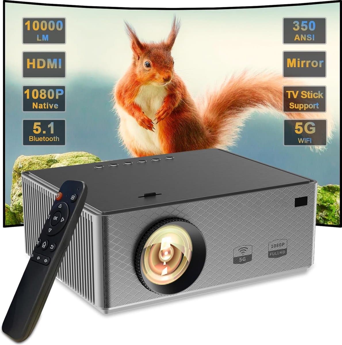 Mini Beamer - Streamen vanaf je telefoon - Input tot 4K - Bluetooth Audio - Projector - Mini Projector - HDMI - USB - Zwart - Smartphone - Draagbaar - Ingebouwde speaker — afbeelding 1