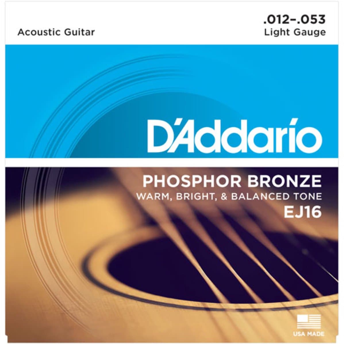 D'Addario akoestische gitaar snaren EJ16 Phosphor Bronze Light 12-53 — afbeelding 1
