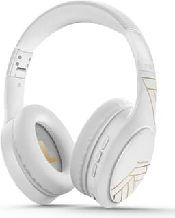PowerLocus P19 Bluetooth Koptelefoon - Koptelefoon Draadloos - tot 70 Uur Speeltijd en met Aux Kabel - Over Ear Hoofdtelefoon - 3 EQ-Modi - Met Draagtas – Wit/Goud — thumbnail 2