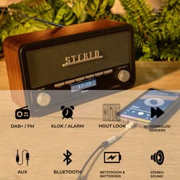 Denver DAB Radio - Retro Radio - Bluetooth - DAB+/ FM - Dimbaar - Batterijen & Netstroom - DAB18 — thumbnail 4