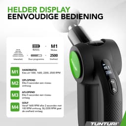 Tunturi MG70 Massage Gun Professioneel - Massage Pistool Met Verstelbare Kop - Massage Apparaat Met Multi Grip - Inclusief 6 Opzetstukken En Koffer - Extra Krachtig en Stil - Incl Gratis App — thumbnail 3