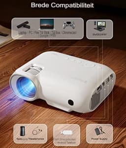 Mini beamer - Mini projector - Mini beamer smartphone - Mini beamer met wifi en bluetooth - Wit — thumbnail 3