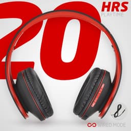 PowerLocus P2 - Draadloze Over-Ear Koptelefoon Inklapbaar - Bluetooth Hoofdtelefoon - Met microfoon – Headphone - Micro SD mode – Incl. Carry Case - Zwart/Rood — thumbnail 3