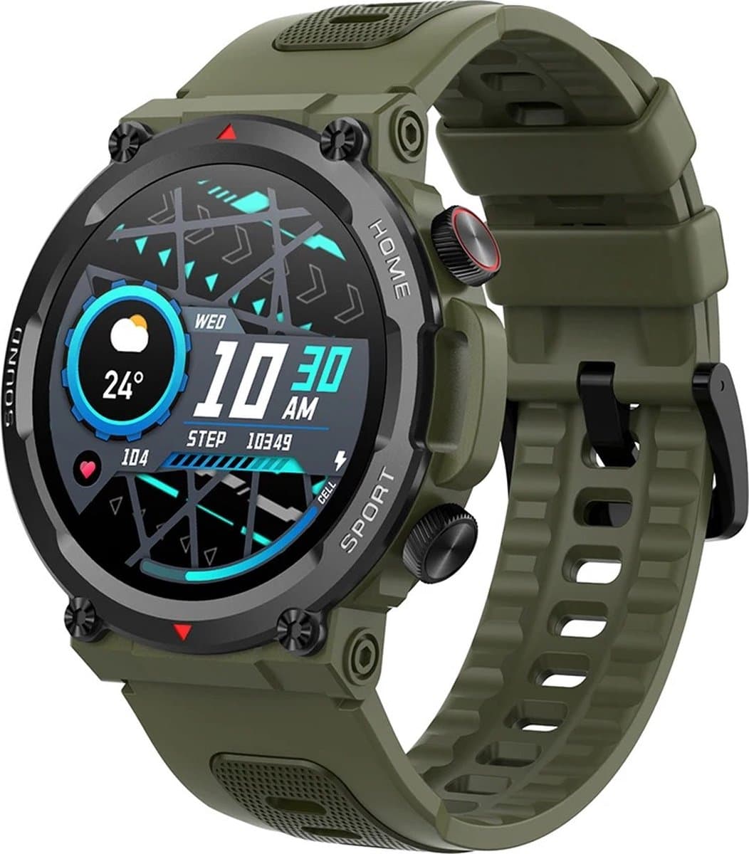 DrPhone PureSport - Multifunctionele Smartwatch - Hartslag/Bloedzuurstof/Slaapbewaking - Bluetooth-oproep – Bluetooth 5.2 – IP67 – Zwart/Groen — afbeelding 1