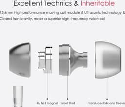 UiiSii HM7 - In Ear - Oortjes met draad en microfoon - 120cm- 3,5mm Audiokabel - Grijs — thumbnail 2