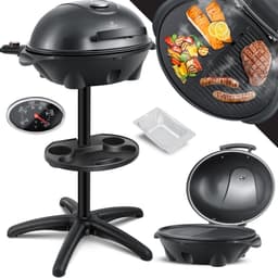 KESSER® Elektrische Barbecue XXL 2in1 Tafelgrill 2400W - Staande BBQ Grill met deksel en Thermometer Grillplaat - Zwart — thumbnail 1