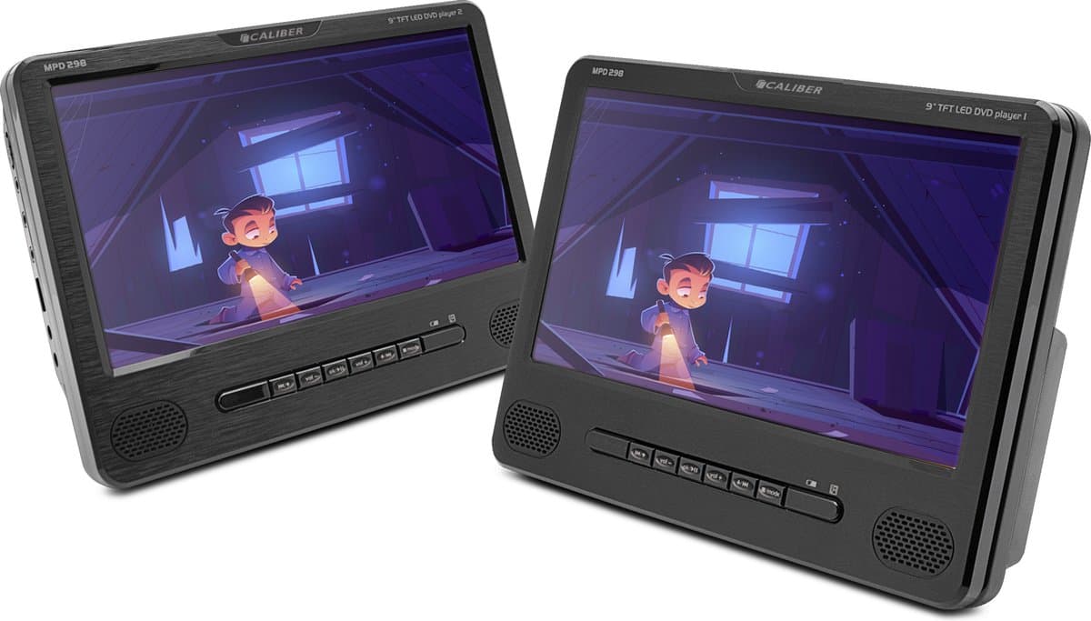 Caliber Draagbare DVD Speler - Dvd Speler Auto - 2 schermen - 9 Inch - Portable Dvd speler - Werken ook los van elkaar - Oplaadbaar - Inclusief hoofdsteun houders (MPD298) — afbeelding 1