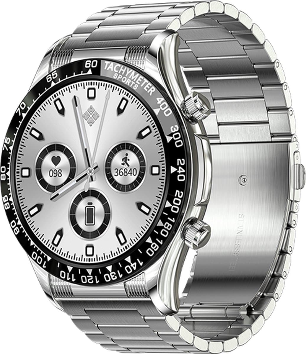 Darenci Smartwatch Superior Pro - Smartwatch heren - Activity Tracker - Touchscreen - Bluetooth bellen - Bluetooth muziek - Stalen band - Heren - Horloge - Stappenteller - Bloeddrukmeter - Verbrande calorieën - Zuurstofmeter - Waterdicht - Zilver — afbeelding 1