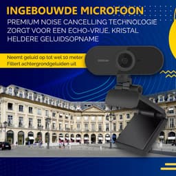 Full HD Webcam voor PC & Laptop - Ingebouwde Microfoon - Autofocus - Plug and Play - Voor Android, iOs en Windows — thumbnail 2