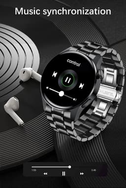 DrPhone ModelX5 - Metalen Smartwatch 46mm - Sport Mannen - Touchscreen - Berichten - Bluetooth Bellen - Nederlands - Zilver — thumbnail 4