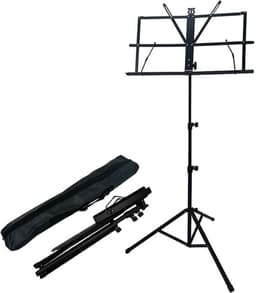 Muziekstandaard Met Tas - Opvouwbaar - Opklapbare Bladmuziek Lessenaar Houder Statief - Muziek Staander Hoog - Zwart — thumbnail 1