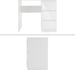 Bureau met drie lades, 90 x 76 x 50 cm, wit, van spaanplaat ML-Design — thumbnail 3