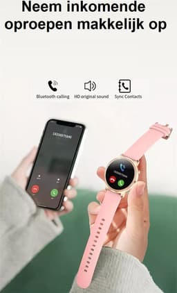 Belesy® TIRANA – Smartwatch Dames – Smartwatch Heren – Horloge – 1.32 inch Touchscreen Kleurenscherm – Stappenteller – Calorieteller – Hartslagmeter – Bloeddrukmeter – Zuurstofgehalte – Multisport – Slaap Monitor – Roze - Moederdag — thumbnail 4